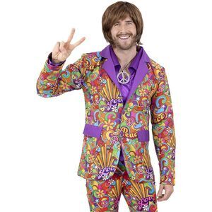 Smiffys Mens 60s Rainbow Peace Costume Jacket / Multicolored